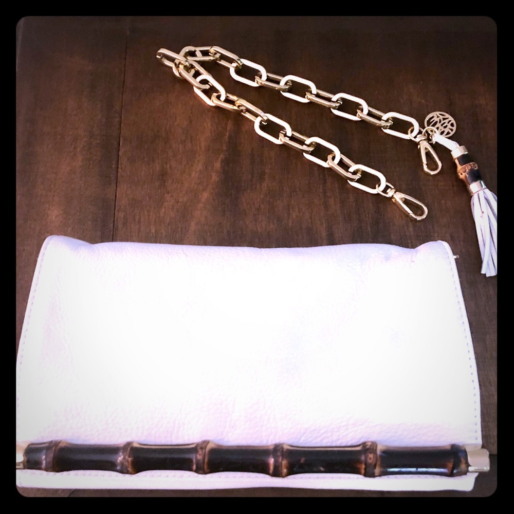 Lilly Pulitzer White Leather Mangrove Clutch